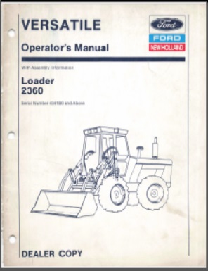 Versatile 256 / 276 II 2360 Loader Owner Manual