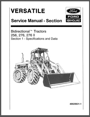 Versatile 256 / 276 / 276 II Tractor Specs Service Manual