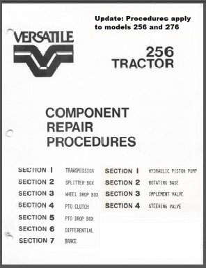 Versatile 256 / 276 Tractor Component Repair Precedures Manual