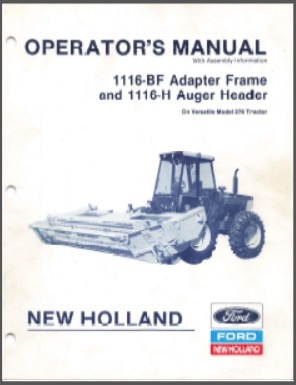 Versatile 276 / II / 9030 Adapter Auger Header Owner Manual